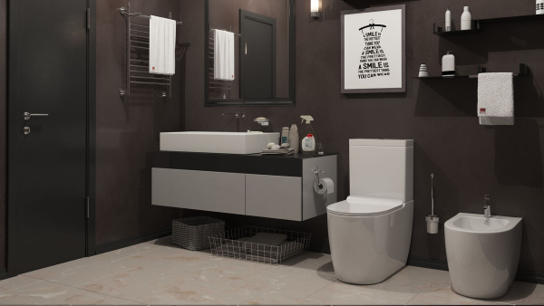 Унитаз напольный, пристенный с бачком TIMO RIMLESS KULO ТК-401