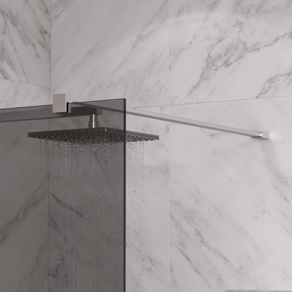 Душевая перегородка ограждение Reflexion RX200100TCR-19 Walk in 200x100см тонированное закаленное стекло 8мм хромированный профиль