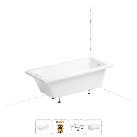 Акриловая ванна в наборе 4 в 1: встраиваемая ванна, слив-перелив, ножки, подголовник Wellsee FreeDom 2.0 20212814R