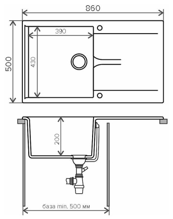 Кухонная мойка Polygran GALS-860 №36 Белый Хлопок