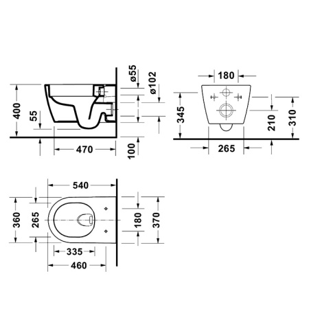 Duravit Me by Starck Унитаз подвесной 36x54см, безободковый, tornado, покрытие Durashield+, сиденье SoftClose, цвет: белый глянцевый 490709AAA1 (290709АА00+002199)