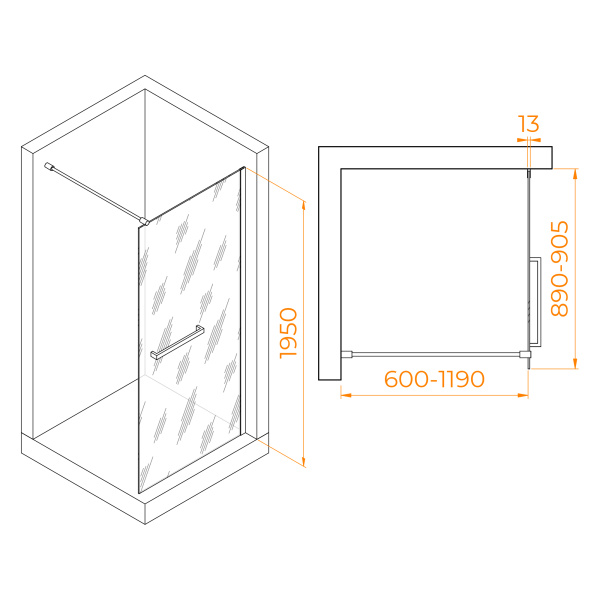 Душевая перегородка RGW WA-040 900