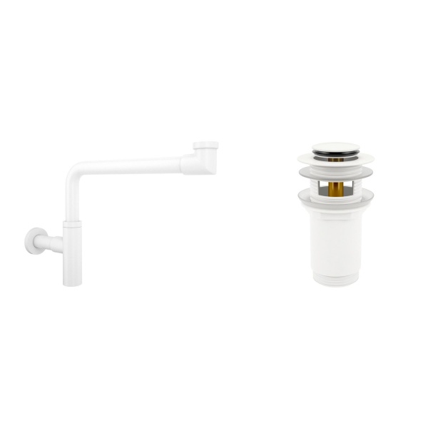 Комплект 3 в 1 Lavinia Boho Bathroom Sink 21520594: врезная фарфоровая раковина 60 см, металлический сифон, донный клапан
