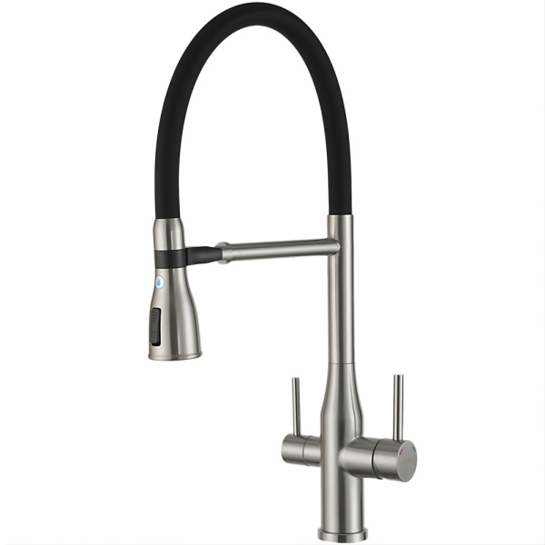 Смеситель для кухни с гибким изливом и подключением фильтра GAPPO G4399-75, сатин