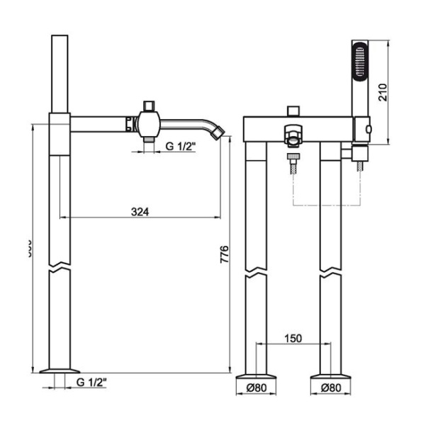Смеситель для ванны Webert Azeta AZ850401015