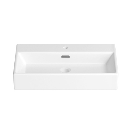 Раковина для ванной Wellsee Graceful Pro 201001360 в наборе 3 в 1: прямоугольная раковина белого глянцевого цвета, сифон, донный клапан в цвете матовый белый