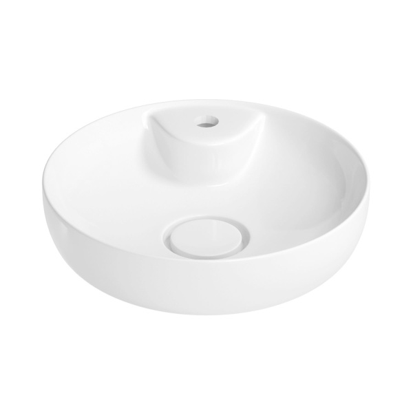 Раковина для ванной Wellsee Chalice Perfection 201000700 в наборе 2 в 1: круглая раковина белого глянцевого цвета, смеситель в цвете матовый белый