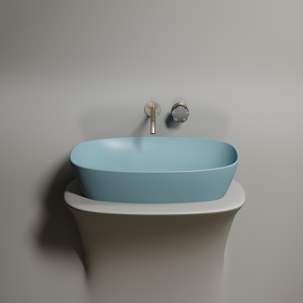 Умывальник Ceramicanova чаша накладная овальная (цвет Голубой Матовый) Element 600x380x138мм
