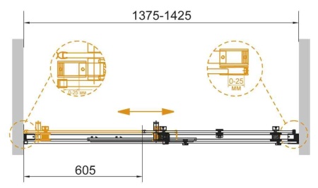 Душевая дверь с доводчиками CEZARES STYLUS-SOFT-BF-1-140-C-Cr
