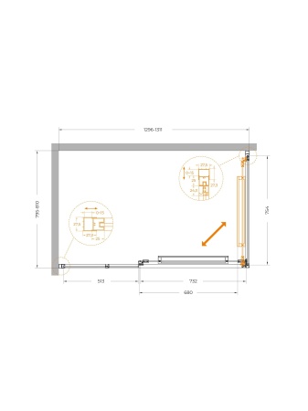 Душевой уголок CEZARES LUX-AH-FS-11-130/80-C-GM