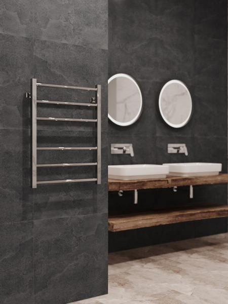 Полотенцесушитель водяной Stinox Classic 500x700, нижнее подключение, хром, 1/2" ВР (внутренняя резьба), 6 перекладин