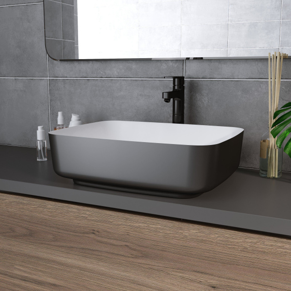 Раковина Grossman GR-4043BW 505x390x140 черная белая внутри