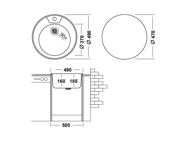 Кухонная мойка UKINOX Фаворит FAL490 -GT8K 0C, 49*49
