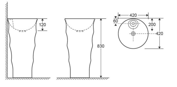 Раковина MARCO напольная Cerutti SPA CT7833 420x420x830