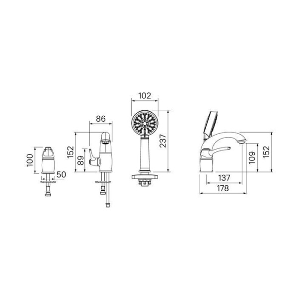 Смеситель на борт ванны IDDIS Oldie на 3 отверстия с керамическим дивертором бронза OLDBR30i07