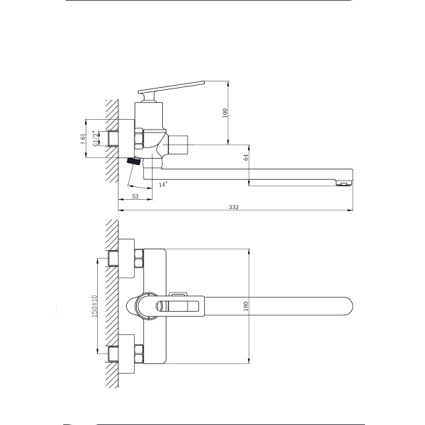 Смеситель для ванны с душем RUSH Palm PL2530-51
