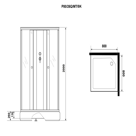 Душевая кабина Niagara Promo P80/26Q/MT/BK (80х80х200)