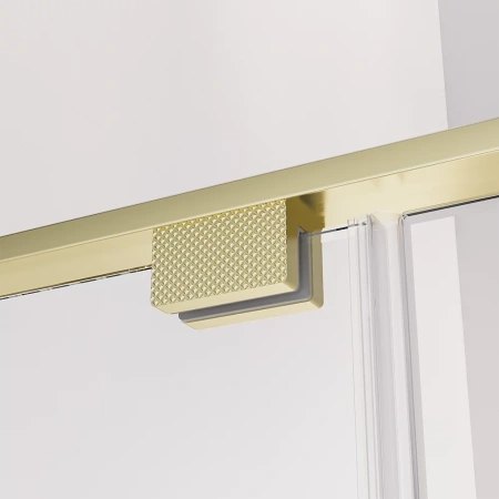 Душевая дверь распашная Veconi Premium Alassio G, 1200х2000, брашированное золото, стекло прозрачное осветленное