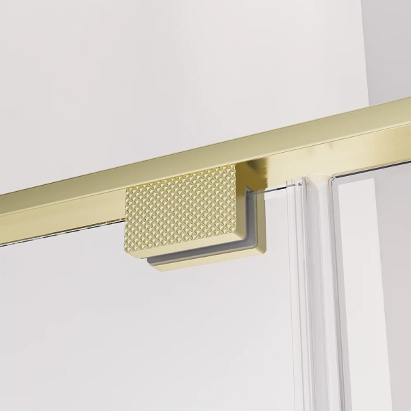 Душевая дверь распашная Veconi Premium Alassio G, 1500х2000, брашированное золото, стекло прозрачное осветленное