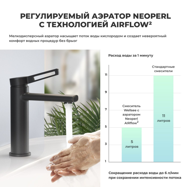 Раковина для ванной Wellsee Bisou 201005342 в наборе 5 в 1: раковина белого глянцевого цвета, смеситель, сифон, донный клапан, угловые вентили (цвет набора матовый черный)