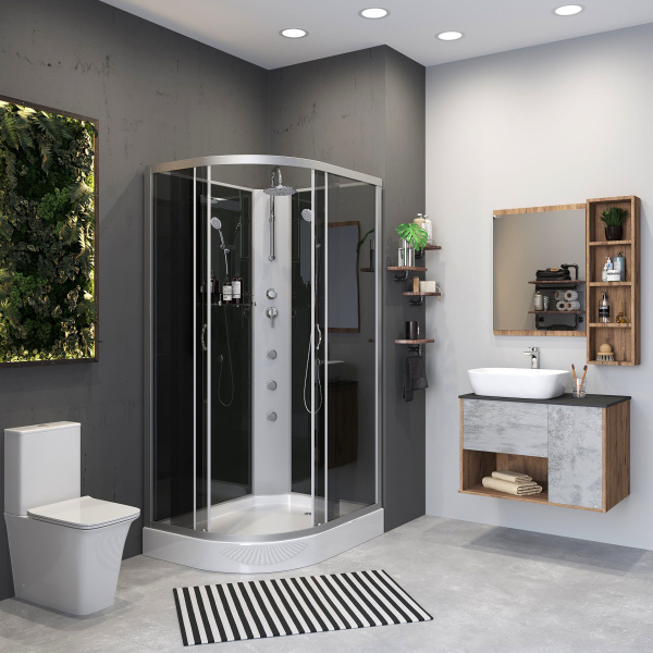 Душевая кабина Niagara Classic NG-3512-14RBKTG 120х80х210-240, низкий поддон 13 см, стекло тонированное