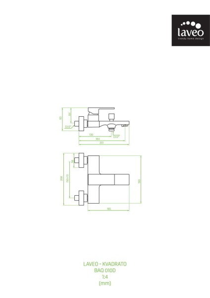 Смеситель для ванны Laveo Kvadrato BLQ_710D черный