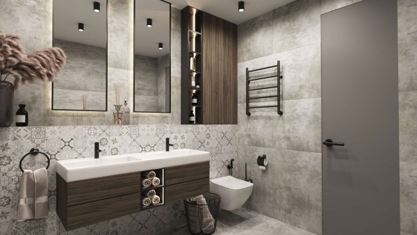 Полотенцесушитель водяной ARIANO Версаль 60х53 боковое подключение черный матовый, 5 перекладин, кран сантехнический угловой 1'х3/4' в комплекте