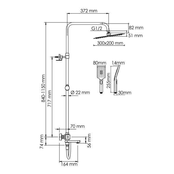 A199.069.126.087.CH Thermo Душевой комплект WasserKRAFT с термостатическим смесителем