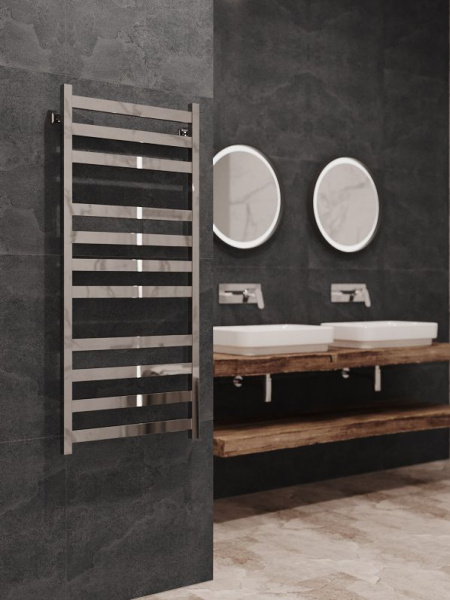 Полотенцесушитель водяной Stinox Verona Luxe 500x1200, нижнее подключение, хром, 1/2" ВР (внутренняя резьба), 12 перекладин