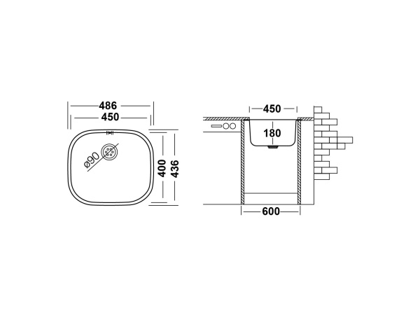 Кухонная мойка UKINOX Модерн MOP450.400 -GT8C, 40*45
