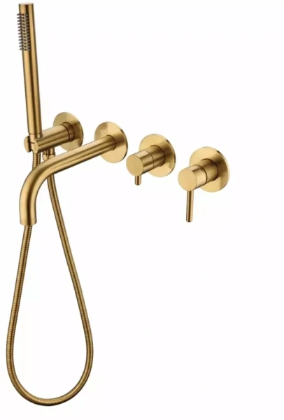 Смеситель для ванны с ручным душем Grocenberg GB5070 золотой брашированный