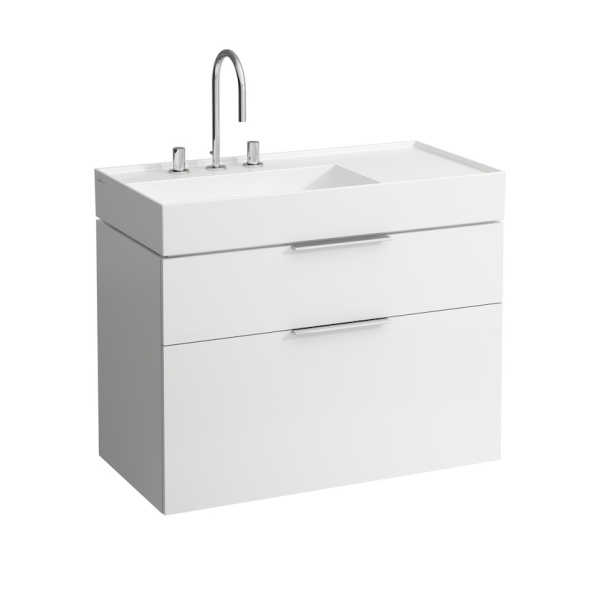 Подвесная раковина Kartell by laufen 90х46х12 см, 1 отв. для смесителя, без перелива, полочка справа, SaphirKeramik 8.1033.8.000.111.1