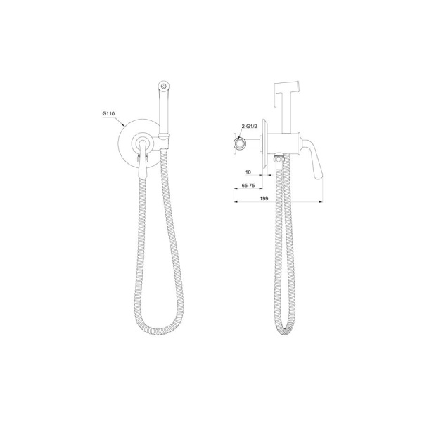 Смеситель с гигиеническим душем встраиваемый WONZON & WOGHAND, Хром (WW-88829008-CR)