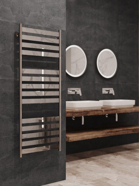 Полотенцесушитель водяной Stinox Napoli Luxe 500x1400, нижнее подключение, хром, 1/2" ВР (внутренняя резьба), 14 перекладин