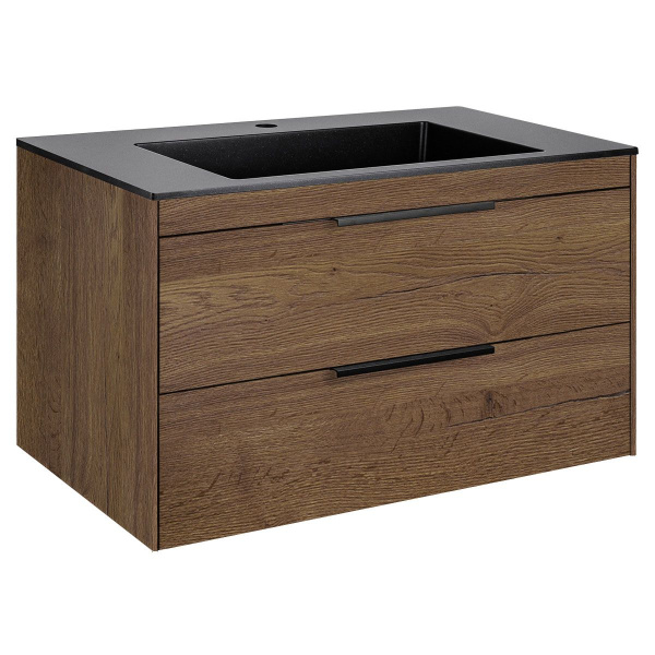 Тумба под раковину Vincea Chiara 2D 800 подвесная, 2 выкатных ящика soft-close, T.Oak