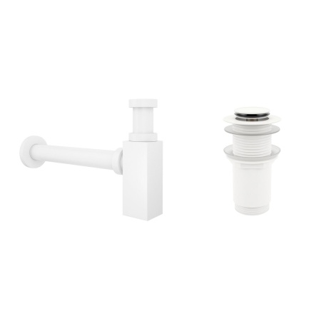 Комплект 3 в 1 Lavinia Boho Bathroom Sink 21520239: накладная фарфоровая раковина 40 см, металлический сифон, донный клапан