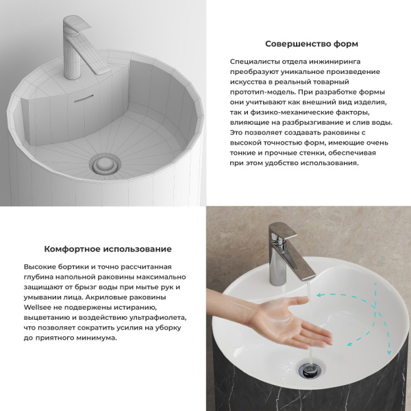 Напольная раковина для ванной Wellsee Chalice Perfection 230624000