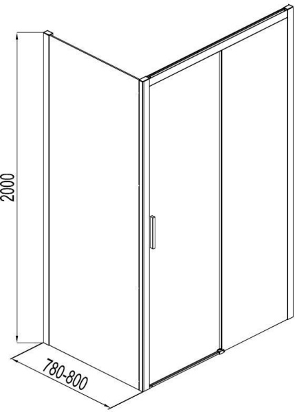 Боковая стенка Aquanet Pleasure AE60-F-80H200U-BT 80, прозрачное стекло