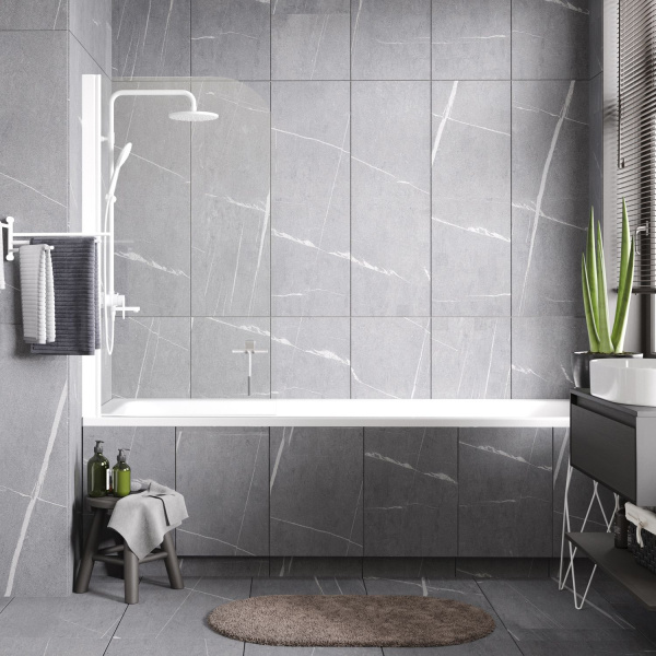 Стеклянная шторка на ванну WasserKRAFT Leine 35P01-80WHITE