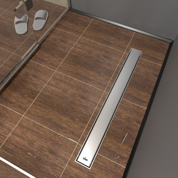 Комплект водоотводящий желоб SP10-700 из пластика, с порогами из нерж. стали + Декор. вставка PG10-700