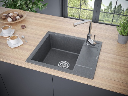 Мойка FLUGEN 50-600, IT-GRANIT, PM216050-DG, графит, 600х500 мм, Paulmark