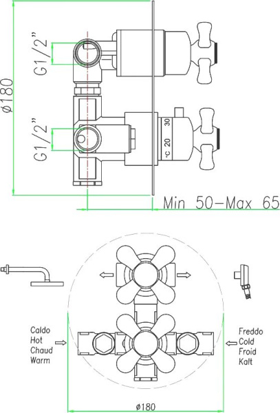 Смеситель для душа Webert Armony AM970902010, золото