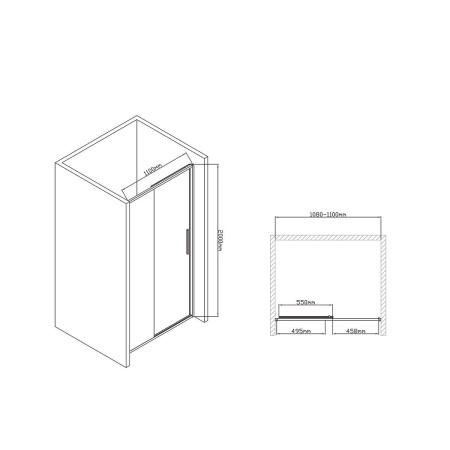Душевая дверь Vincea Slim-U VDS-2SU110CL, 1100, хром, стекло прозрачное