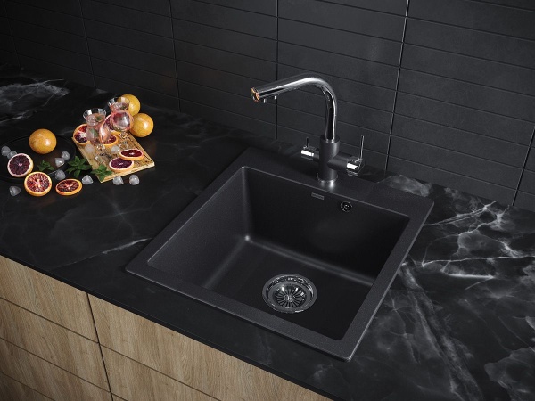 Мойка KANTE 50, IT-GRANIT, PM105152-BL, черный гранит, 510х520, Paulmark