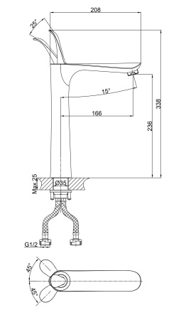 Смеситель для раковины высокий D&K Venice Baciano DA1032056