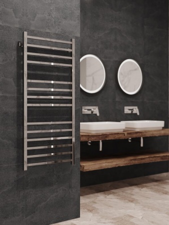 Полотенцесушитель водяной Stinox Quatro Luxe 500x1200, нижнее подключение, хром, 1/2" ВР (внутренняя резьба), 14 перекладин