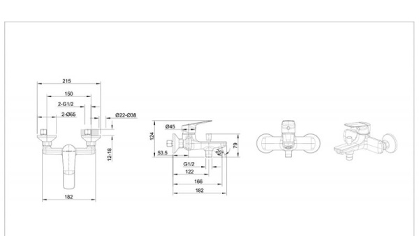 Смеситель для ванны Bravat Rhein F6429564BW-01-ENG