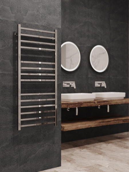 Полотенцесушитель водяной Stinox Quatro Luxe 500x1200, нижнее подключение, хром, 1/2" ВР (внутренняя резьба), 14 перекладин