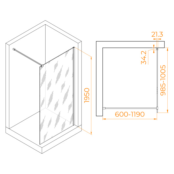 Душевая перегородка RGW WA-001 1000