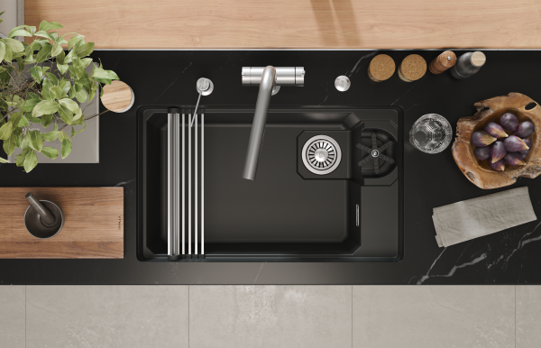 Мойка для кухни Granula Kitchen Space Rinzer 7309RU черный, 73х45 см, прямоугольная